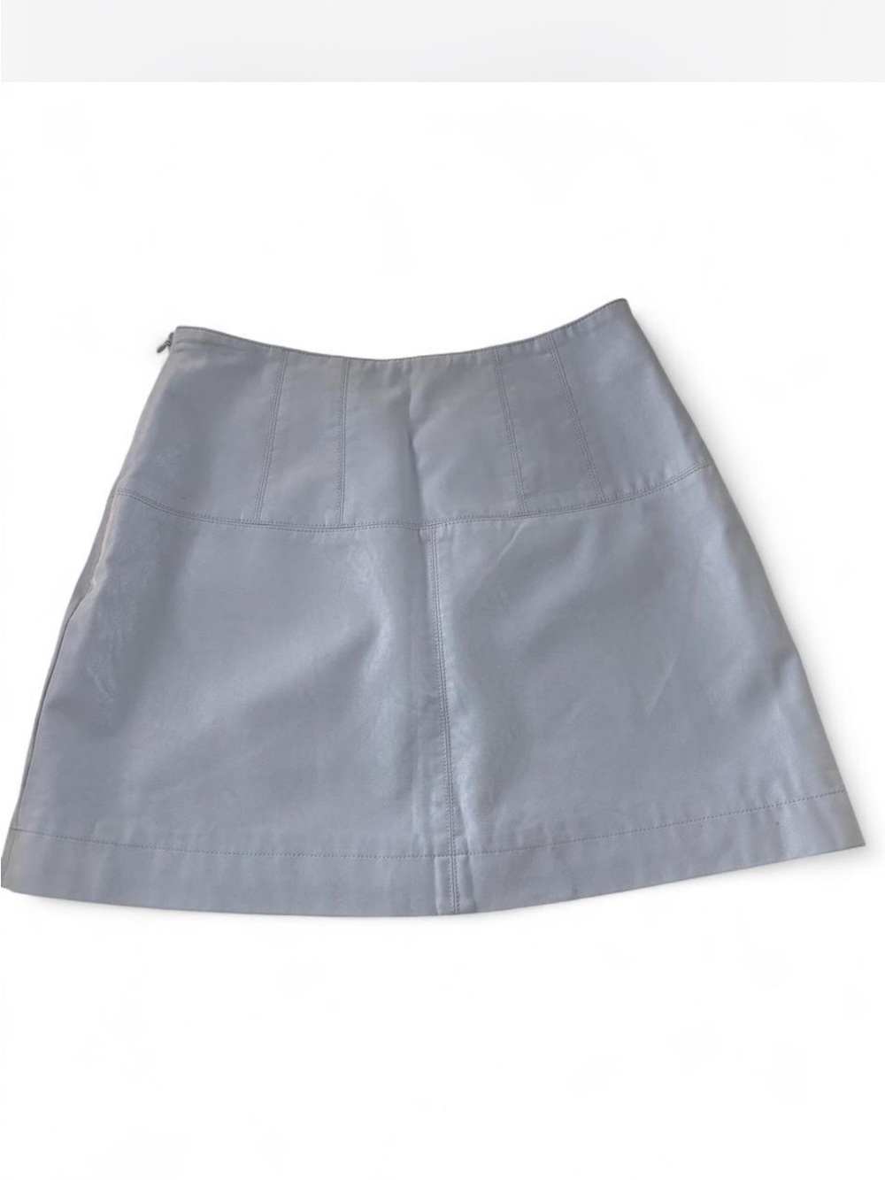 Free People Women's Light blue vegan Leather A-Line Mini Skirt